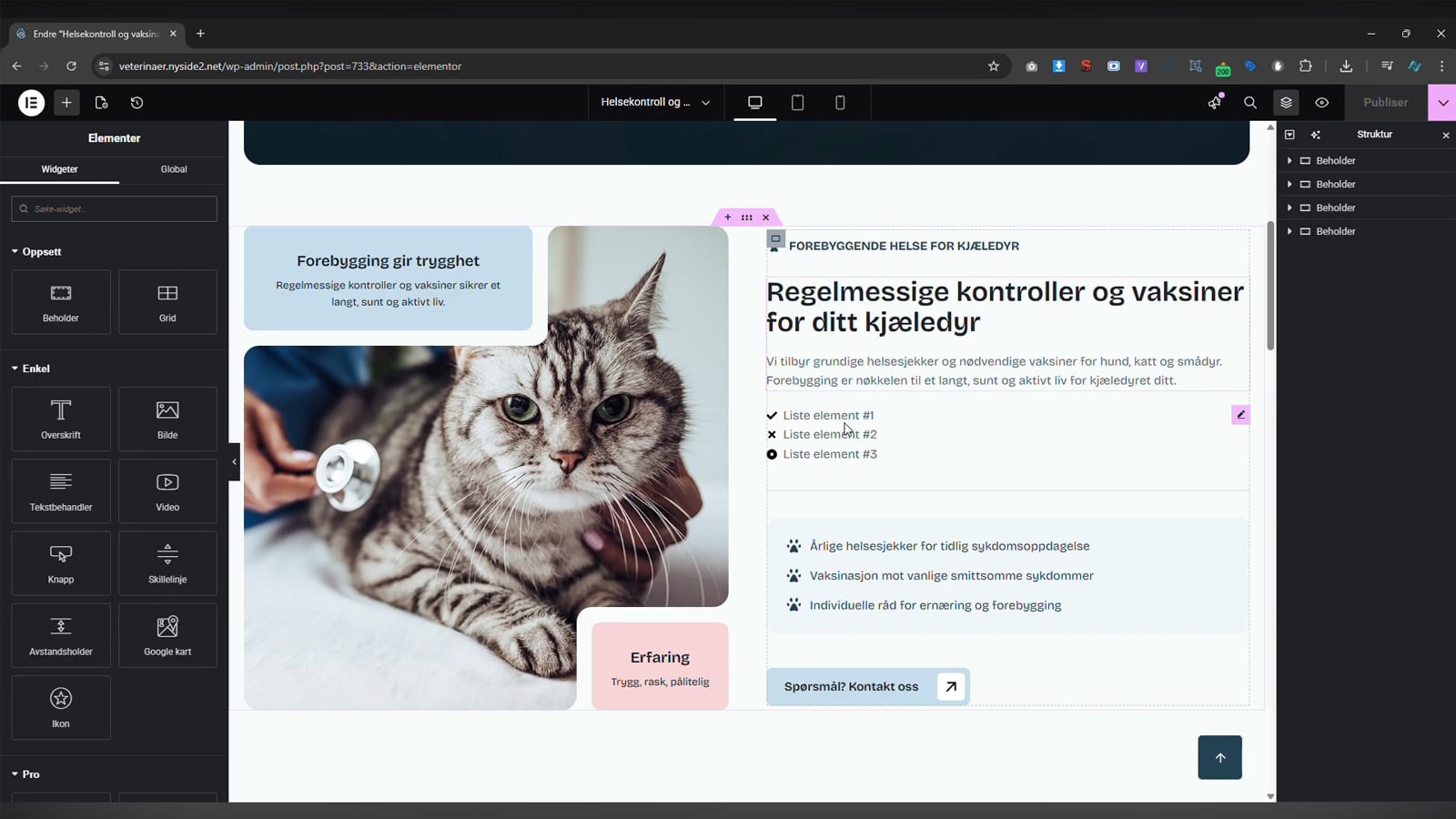 Elementor - Redigere og skape innhold