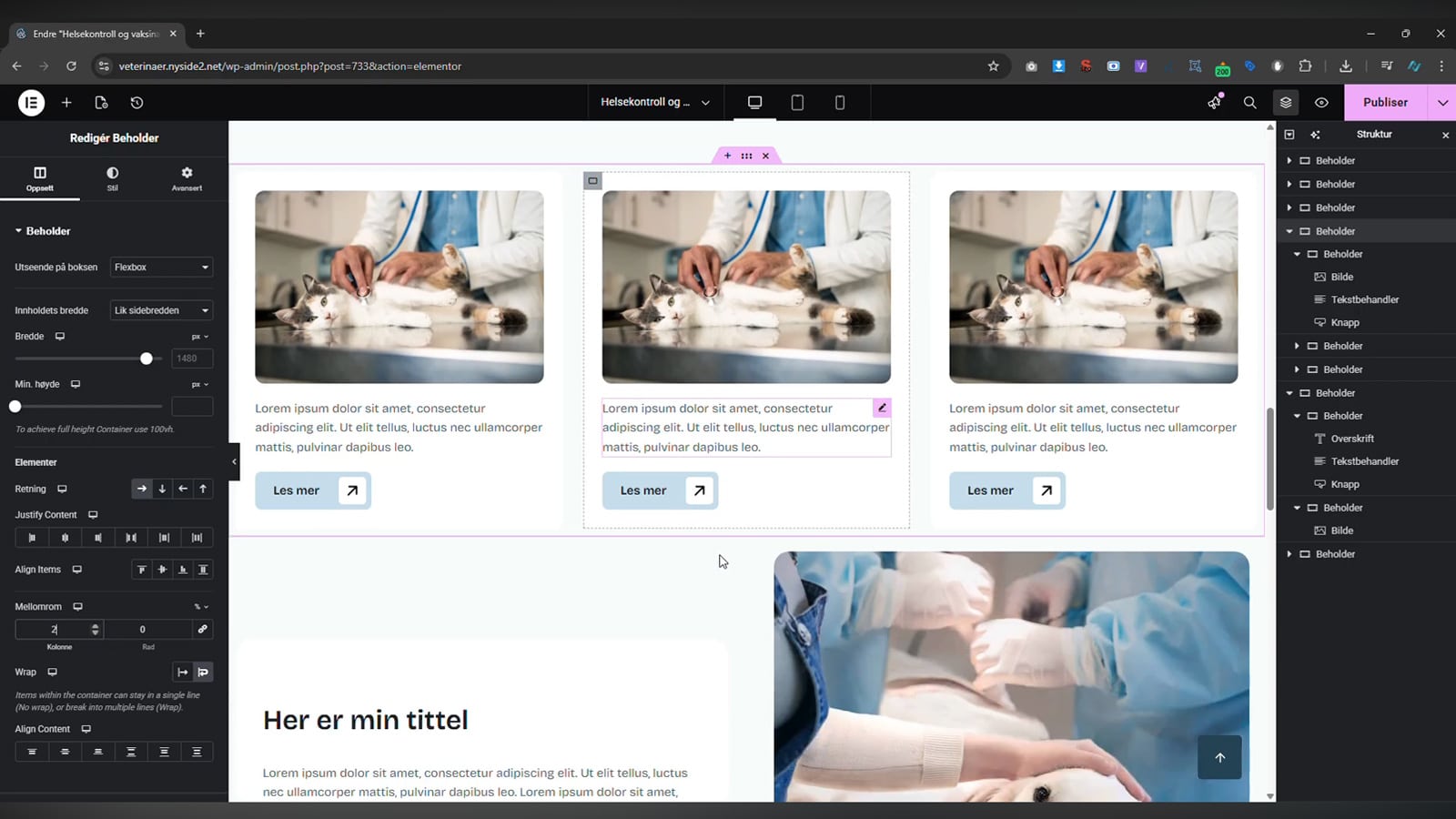 Elementor - Skape og tilpasse seksjoner